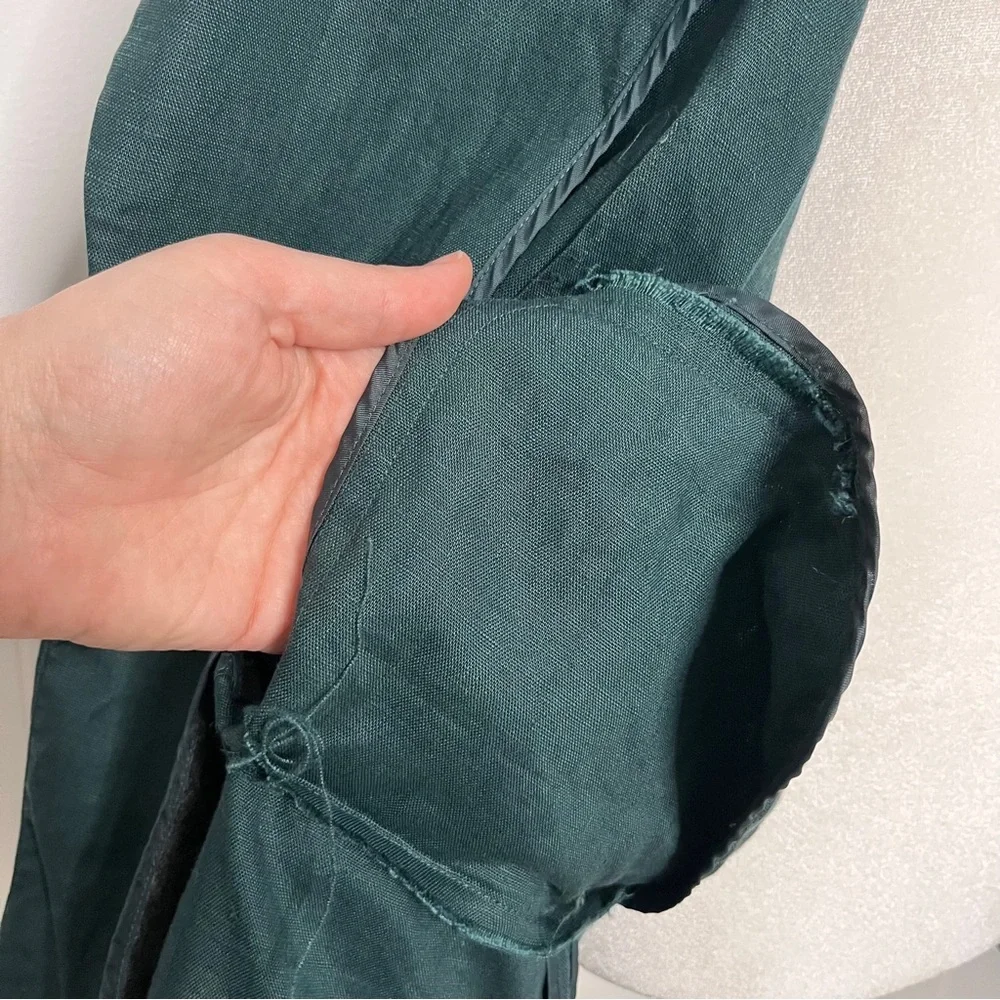 Lord & Taylor 100% Linen Unlined Blazer Longline Dark Green Size 18W Career